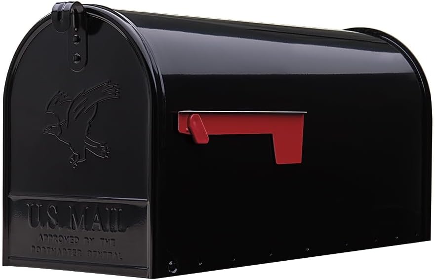Elite Classic Galvanized Steel Post Mount Mailbox Black