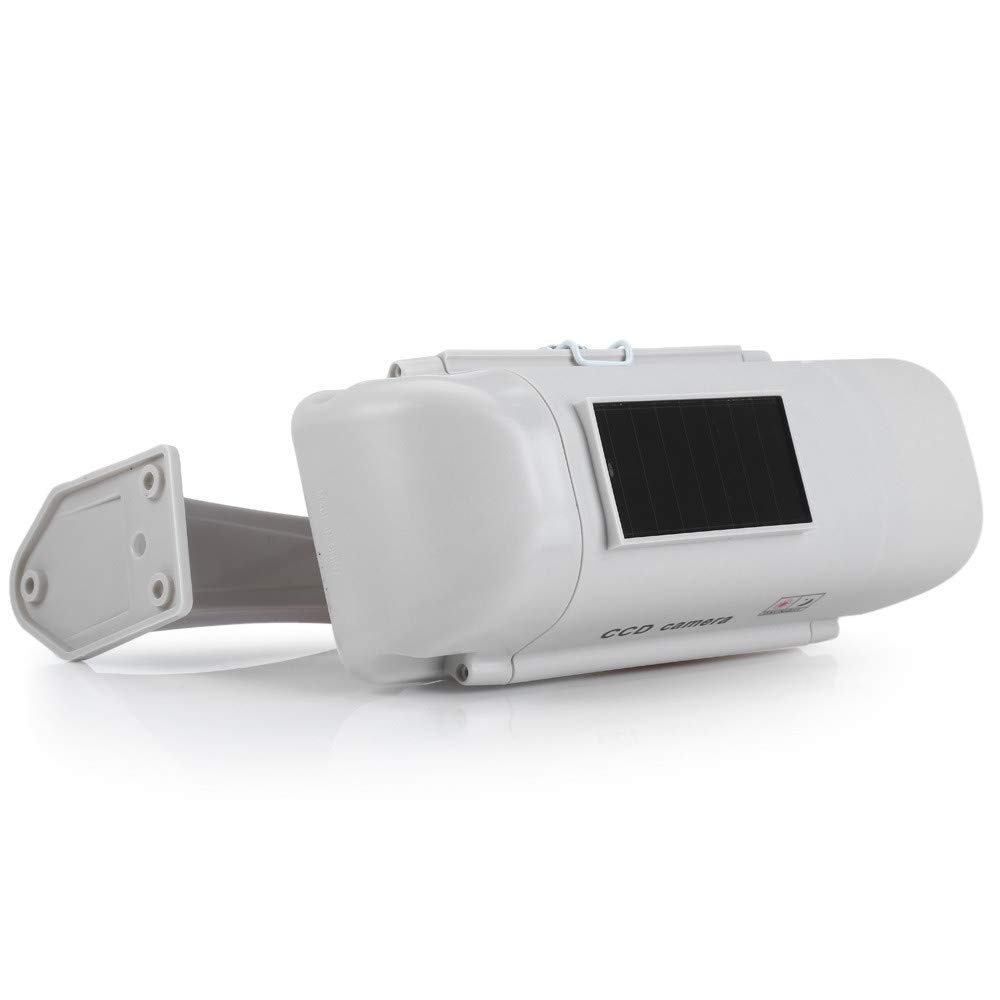 O&W Security 2 Grandes cámaras solares ficticias con Lentes y Leds Intermitentes para Uso en Interiores y Exteriores, a Prueba de Agua.