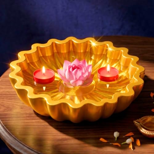 Golden Sunflower Urli | Concrete Decorative Bowl for Home Decor