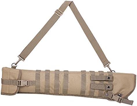Tactical Shotgun Rifle Scabbard Bag Shoulder Adjustable Strap Outdoor Hunting Molle Holster(Khaki)