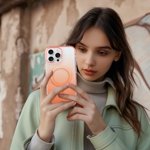 Bonoma for iPhone 16 Pro Max Case, Crystal Clear Back, Magnetic Support for MagSafe Cute Iridescent Gradient Slim Shockproof Case, High-Duty Protection for Phone Cover -Orange by Bonoma - Used condition - Image 7