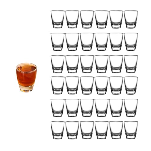 ACTIUSIS 36 vasos de chupito de cristal, pequeños vasos de licor, 35 ml/3 cl de cristal transparente con fondo grueso, vasos transparentes, para reuniones de vacaciones, familiares, bares