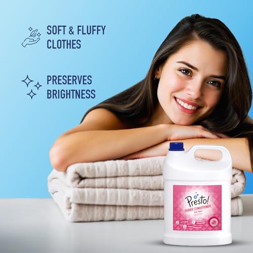 Image of Amazon Brand - Presto! Spring Bloom Fabric Conditioner Liquid | 5 Litre Jar | Refreshing, Pleasant Fragrance | Color Safe | Soft And Gentle On Clothes | Bleach-Free And Phosphate-Free