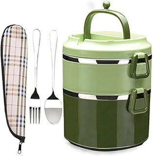 SANQIAHOME Pudełko na lunch,ze stali nierdzewnej 18/8,uszczelniania,zielony, 2 warstwy