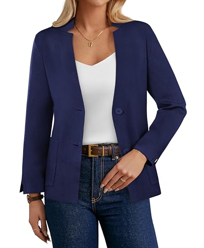 GRACE KARIN Women Navy Blue Blazers Business Casual Sweater Jackets
