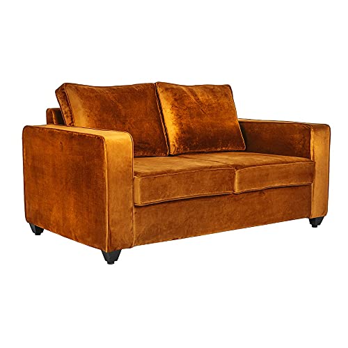 Image of Wakefit Sofa Set | 3 Year Warranty | Sofa 4 Seater, 4 Seater Sofa for Living Room, Wooden Sofa Set, Sofa Set 2+1+1 Seater - Napper(Fabric-Velvet : Amber)