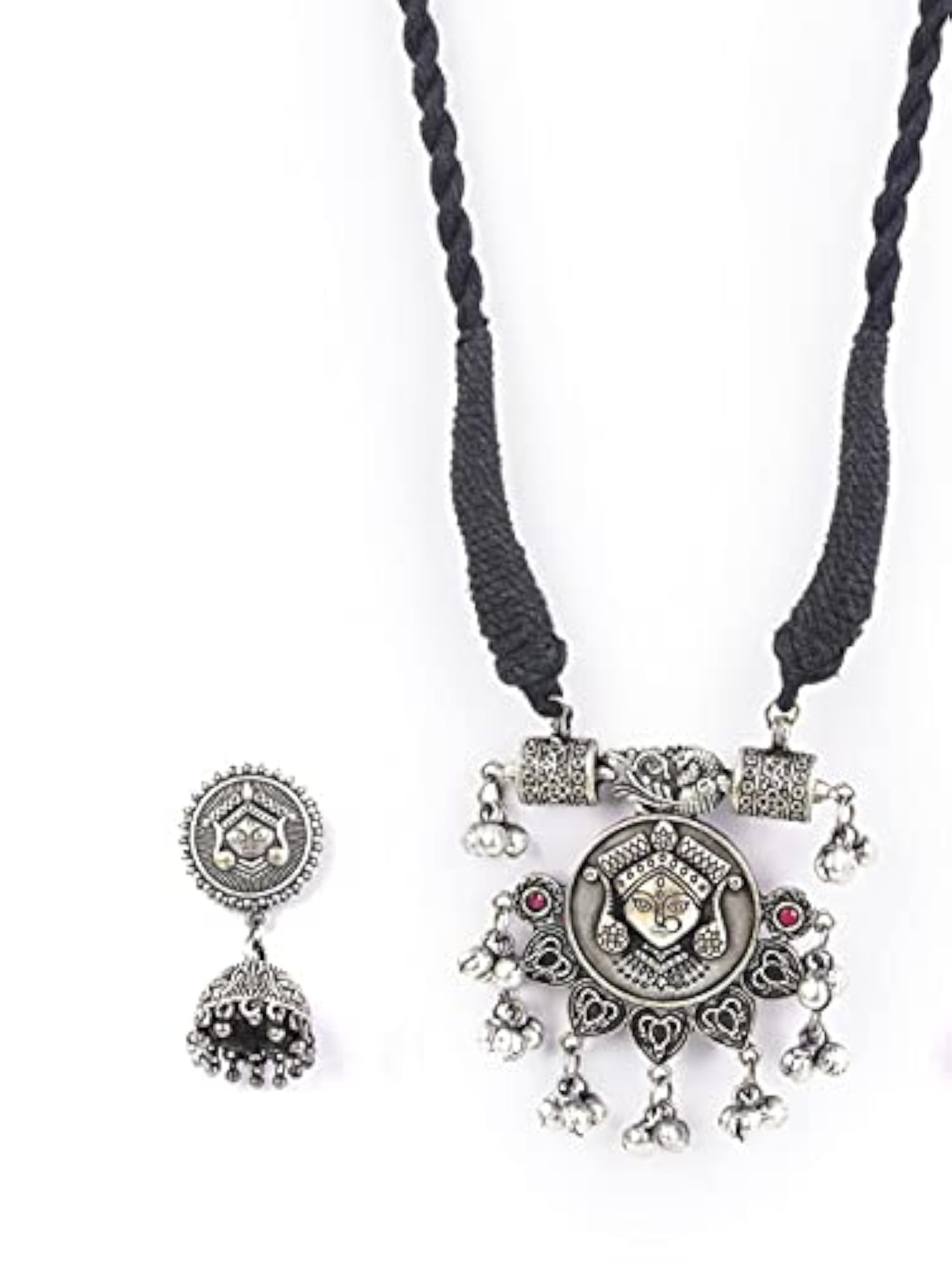 Ghungroo Silver Plated Temple Jewellery Set, Traditional Charm