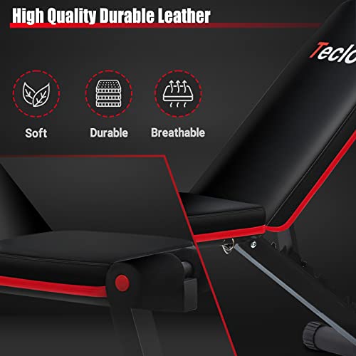 Teclor Weight Bench, Adjustable Full Body Workout Bench, Incline Decline Bench for Strength Training with Fast Folding-New Version