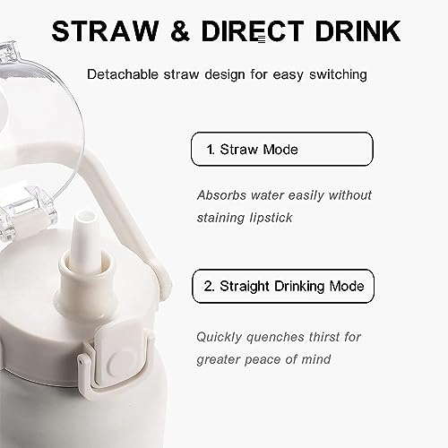 Image of Being One Insulated Water Bottle with Straw, Water Bottle with Handle Double Wall Vacuum Insulated Stainless Steel Water Bottle for Hot Cold Drinks (1000 ML, Black)