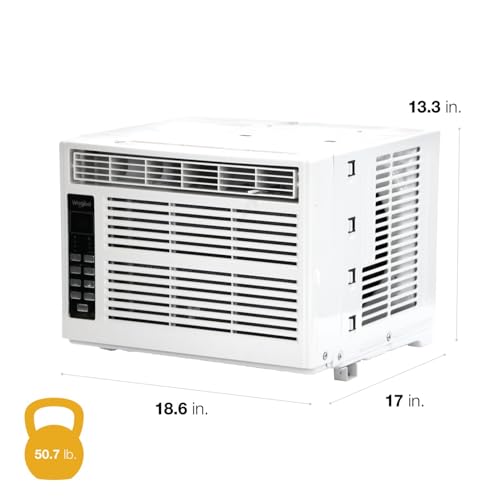 Image of Whirlpool 8,000 BTU Window Air Conditioner with Dehumidifier, White | 115V, 3 Speeds, Remote Control, 24H Timer, for Rooms up to 350 Sq. Ft., Living Room, Bedroom, or Apartment