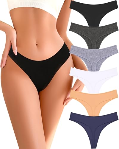 Image of READY TO LOVE Cotton Underwear for Women Pack Breathable Thongs for Women Sexy Stretch Soft Womens Panties Thong XS-XL