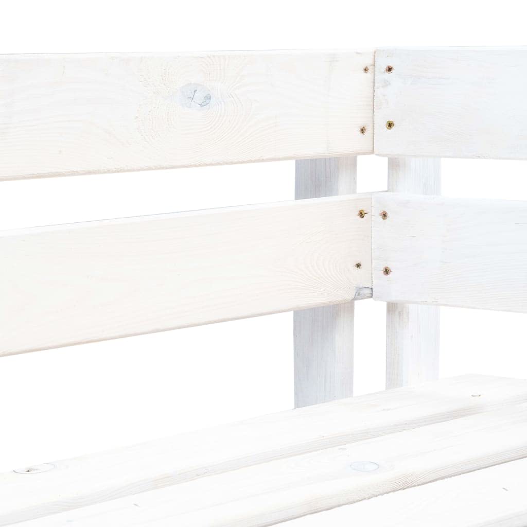 Banco de exterior estilo palé, banco esquinero de madera blanca para terraza, banco esquinero de jardín, diseño de paletas de madera de pino tratada a presión, duradero y resistente a la