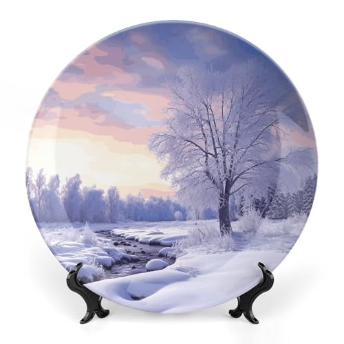 Plato decorativo de porcelana invierno 7 pulgadas miniatura 1