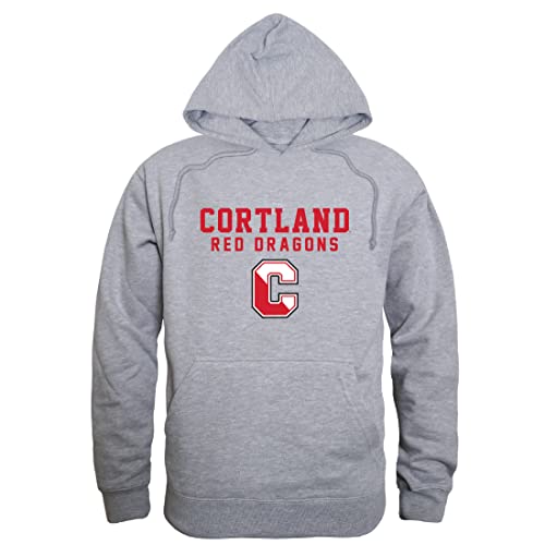 W Republic SUNY Cortland Red Dragons Seal Hoodie Sweatshirts - Heather Grey, Medium