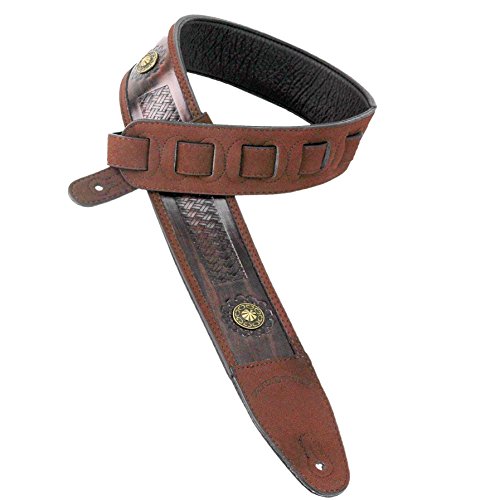Walker & Williams Ge-106 antique Noyer estampée Sangle rembourrée avec Laiton Conchos - Les Beatles, Paul McCartney, John Lennon, RIngo Starr, George Harrison Walker & Williams Ge-106 antique Noyer estampée Sangle rembourrée avec Laiton Conchos – Image 4