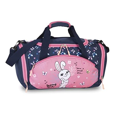 Umhängetasche Sporttasche für Mädchen Kinder Reisetasche mit Hase Bunny - 14,2 Liter - 35 x 22 x 18,5 cm, blau/rosa Cover
