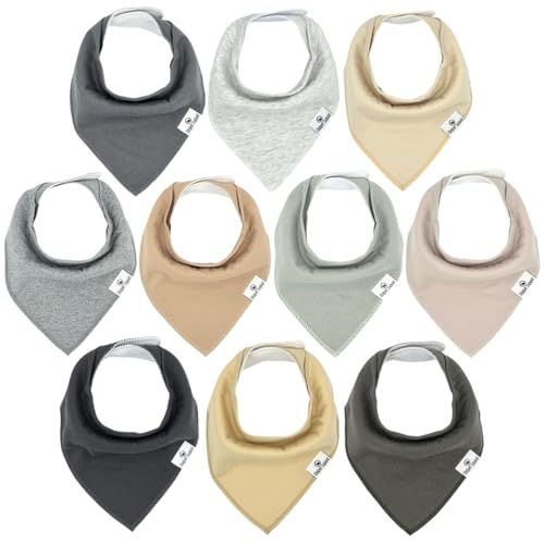 DiaperSquad’s 10-Pack Baby Bibs for Drooling and Teething, Bibs for Boys, Baby Girl – Solid Cotton Baby Drool Bibs