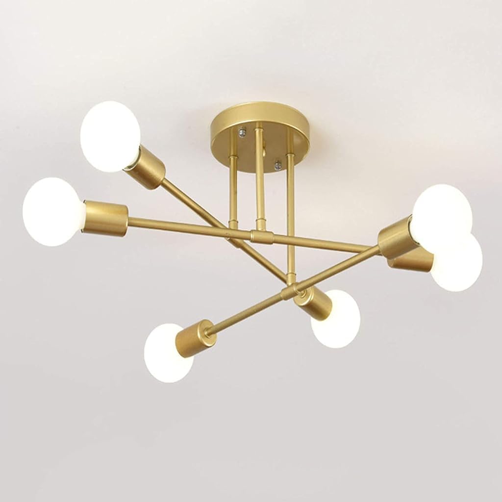 ELEPHANTBOAT® Modern Metal Chandelier Light Fixture, 6-Light Modern Flush Mount Ceiling Light for Living Room, Ceiling Light for Bedroom, Dining Room, Office, E27 Light Bubble Not Included-image-17