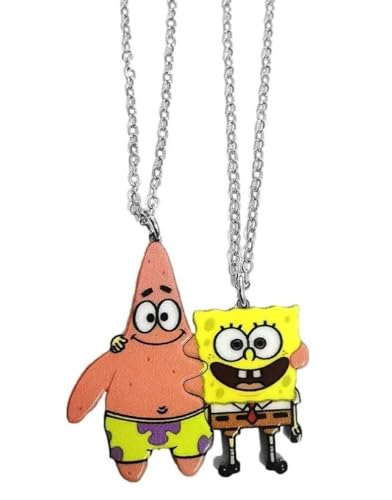 TCB Creations Sponge Cartoon Bob and Patrick BFF Puzzle Pieces Pendant Necklaces Set of 2