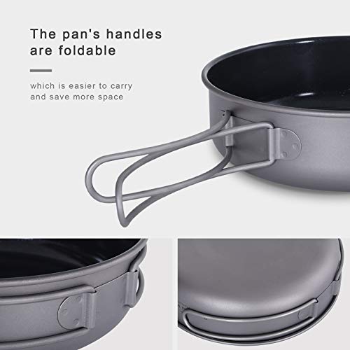 Boundless Voyage Titanium Non-Stick Frying Pan With Folding Handle Non-Stick Ceramic Coating Cooking Pot For Outdoor Camping Picnic Backpacking ((M)) #TOP6