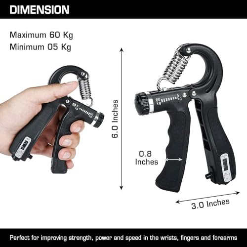 Image of 5KG To 100KG Weight Adjustable Hight Quality Hand Gripper for Men & Women |Hand Grip|Finger Exerciser|Power Gripper|Hand Exerciser Equipment|Hand Strengtheners with Counter finger gripper (Black Counter)