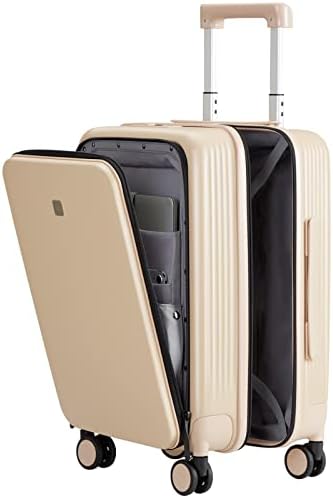 Hanke 20 Inch Carry On Luggage Hard Shell Suitcases with Wheels Lightweight Travel Luggage for Weekender Suitcase with Lock Rolling Luggage with Front Pocket(Cuban Sand)