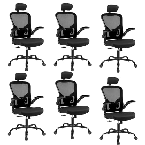 Image of Ergonomic Office Desk Chair 6Pack- Mesh Home Office Desk Chairs with Lumbar Support & 3D Adjustable Armrests,Executive Rolling Chair(6Pack Office Chair)