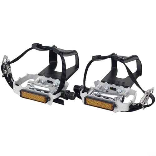 ComfyHarbor Pedales de aleación de aluminio, con rodamientos dobles, para bicicletas Fixie de montaña, plataforma antideslizante ligera de 420 g, color negro plateado, 8,5 x 6,2 x 2,6 cm (plata)