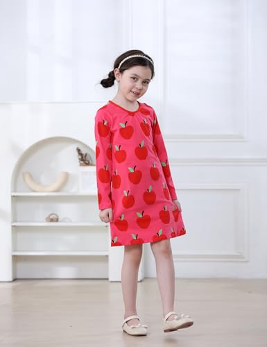 FreeLu Girls Cartoon Applique Dresses Striped Casual Dress Cotton Jersey Longsleeve T-Shirt4