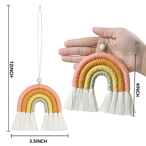 Image of BOHO GARDEN Macrame Bohemian Rainbow Charm - Essential Oil Diffuser for Cars, Baby Nursery, Children's Bedroom & Home Decor- Colorful Decorative Hanging Air Freshener & Accessories - 3.5x4 - Blossom