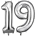 OFFCUP Zahlen Luftballon 19 Geburtstag Silber, Folienballon Zahl 19, 40 Zoll Helium Ballons Riesen 101cm Geburtstag Mädchen Junge PartyDeko Ballon Zahl Deko zum Jubiläum Neujahr Hochzeit