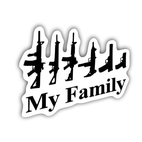 My Family Guns Vinyl Decal Sticker | Cars Trucks Vans Walls Laptops Cups | Black | 7 X 5.5 inches | KCD1027