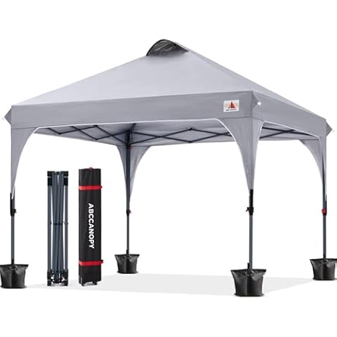 ABCCANOPY Outdoor Pop up Canopy Tent, 10x10 Instant Portable Canopy for Camping, Beach, Backyard,Gray Cover