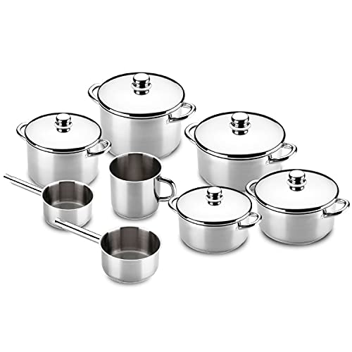 Batería de Cocina ALZA NOBLESSE de 13 piezas está Fabricada en Acero Inoxidable 18/10,...