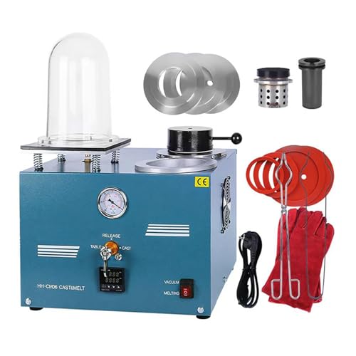 HAADID Vacuum Casting Machine 2L with Melting Furnace, 3 CFM Vacuum Pump, Digital Display High Temperature Refining Precious Metal Jewelry Casting Tool 1/2 HP 110V (CM06)