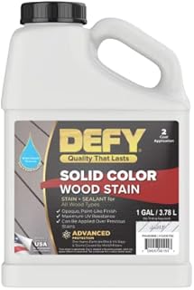 DEFY Solid Color Wood Stain Sealer - Deck Paint and Sealer for Decks, Fences, Siding, Outdoor Wood Furniture, & All Exterior Wood Types - White, 1 Gallon