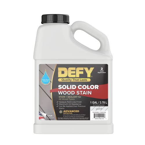 DEFY Solid Color Wood Stain - White, 1 Gallon - Long-Lasting Deck Paint for Wood and Fence Stain –...