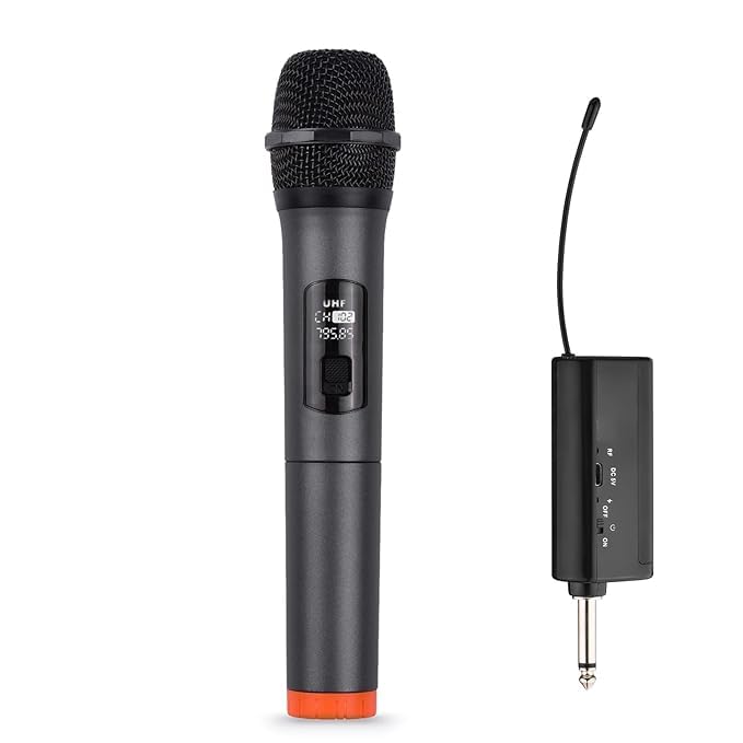 Image of Wilsons Professional Wireless Microphone, UHF Karaoke Handheld Dynamic mic with Type C Rechargeable Receiver 6.35mm Jack, with 3 Batteries, 30-50 Meter Cordless Range for Anchoring and Singing