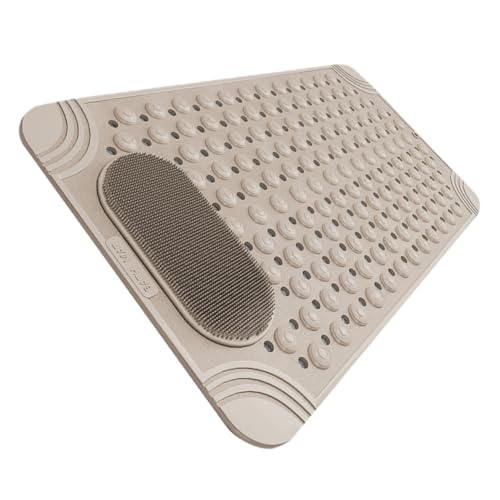Alfombrilla para ducha beige con orificios de drenaje y ventosas 2