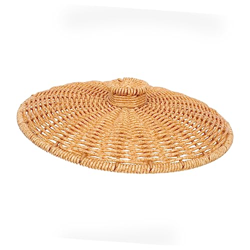 DECHOUS Storage Basket Lid Baskets Bin Small Rubbish Wicker Storage Basket Garden Replacement Lid Trash Can Thin Garbage Can with Lid Replacement Garbage Can Lids Trash Cover Plastic Brown