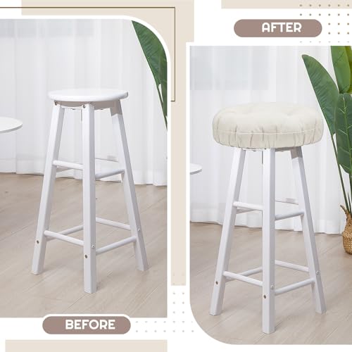 Image of Marsui 4 Pieces Bar Stool Cover Non Slip Padded Cushion, 12 Inch, Beige