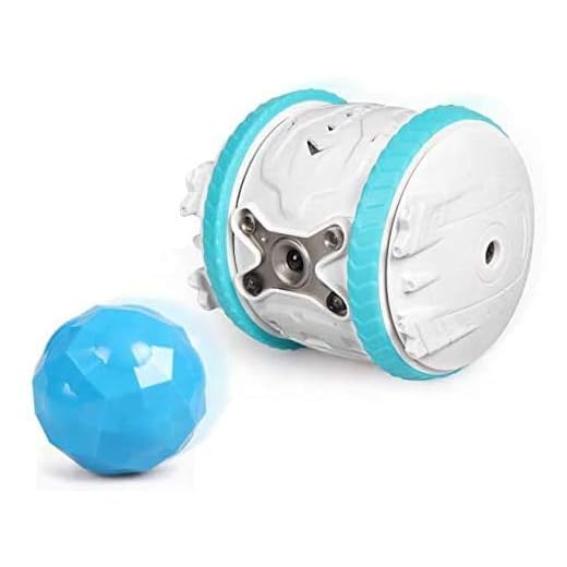 Iball Interactive Robotic Cat Toys - Rechargeable Automatic Rolling Eco-Friendly - IQ Training Robot Cat Toy - Suitable for Pets, Dogs, Cats, and Kids (White)
