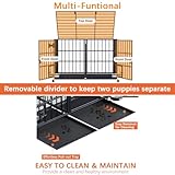 Hundekäfig, Hundebox mit Bodenschale, Hundekäfig mit Trennwand, Hundegitterbox mit 2 Türen und Tablett, 2 in 1 Doppelbox Hundegitterbox für Große und mittlere Hunde, 107 x 73 x 69 cm, Schwarz