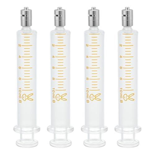 OLYCRAFT 4Pcs Seringue en verre réutilisable 10ml Seringues réutilisables en verre avec Luer Lock...