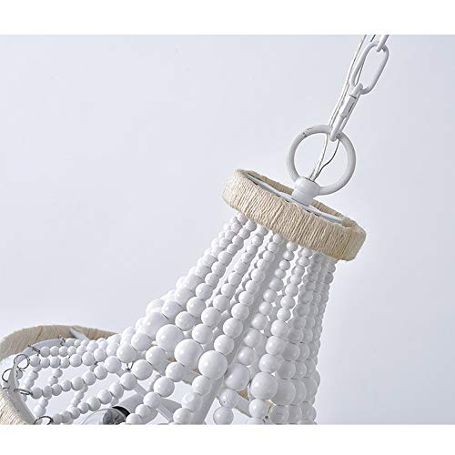Lustre rétro suspendu bois blanc luminaire vintage de salon pendentif décoratif