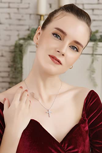 B. BRILLIANT Sterling Silver Baguette-cut AAA Cubic Zirconia Cross Necklace Made for Women2