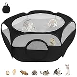 Deapeey Small Animal Playpen, Portable Kitten Playpen with Double Covers, Pop Up Guinea Pig Playpen Indoor Outdoor Bunny Playpen for Rabbit, Hamster, Hedgehogs, Chinchillas, Ferret, Bearded Dragon