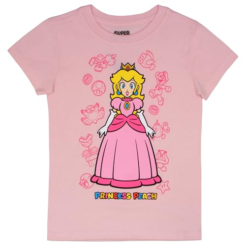 Image of Nintendo Super Mario Princess Peach Girls Graphic Print Short Sleeve T-Shirt 2-Pack