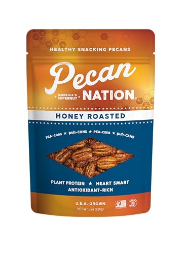 Pecan Nation Honey Roasted Georgia Pecans, 8 oz., Natural, No Preservatives, Anti-oxidant Rich,...