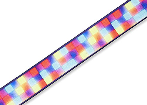 Levy's Leathers 2" Polyester Guitar Strap Neon Block Design; Multi Color MP2-010 - Image 2